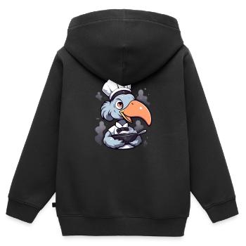 Bec-en-sabot Koch - Sweat Premium à capuche zippé enfant bio - noir - Dos - AI Model Kid Male (0cm)