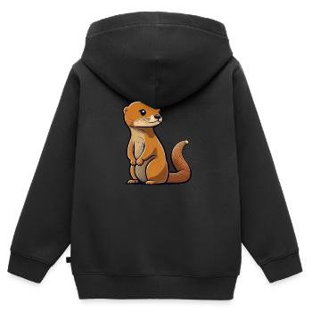 Mangouste - Sweat Premium à capuche zippé enfant bio - noir - Dos - AI Model Kid Male (0cm)