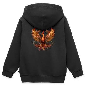Phönix - Kinder Premium Organic Zip Hoodie - Schwarz - Hinten - AI Model Kid Male (0cm)