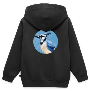 Blue jay bird - Kids Premium Organic Zip-up Hoodie - black - Back - AI Model Kid Male (0cm)