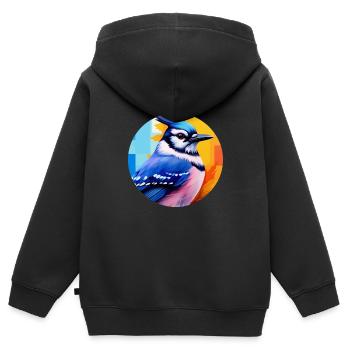 Blue jay bird - Kids Premium Organic Zip-up Hoodie - black - Back - AI Model Kid Male (0cm)