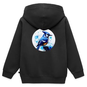 Blue jay bird - Kids Premium Organic Zip-up Hoodie - black - Back - AI Model Kid Male (0cm)