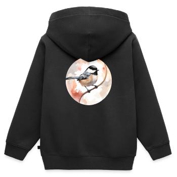 Mésange - Sweat Premium à capuche zippé enfant bio - noir - Dos - AI Model Kid Male (0cm)