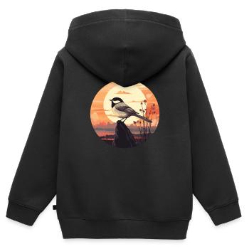 Mésange - Sweat Premium à capuche zippé enfant bio - noir - Dos - AI Model Kid Male (0cm)