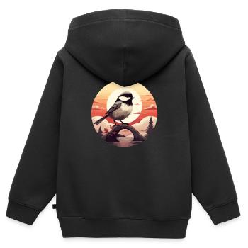 Mésange - Sweat Premium à capuche zippé enfant bio - noir - Dos - AI Model Kid Male (0cm)