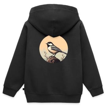 Mésange - Sweat Premium à capuche zippé enfant bio - noir - Dos - AI Model Kid Male (0cm)