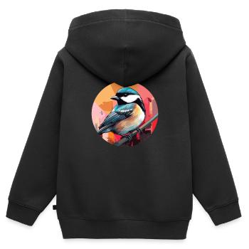 Mésange - Sweat Premium à capuche zippé enfant bio - noir - Dos - AI Model Kid Male (0cm)