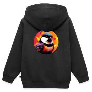 Mésange - Sweat Premium à capuche zippé enfant bio - noir - Dos - AI Model Kid Male (0cm)
