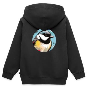 Mésange - Sweat Premium à capuche zippé enfant bio - noir - Dos - AI Model Kid Male (0cm)