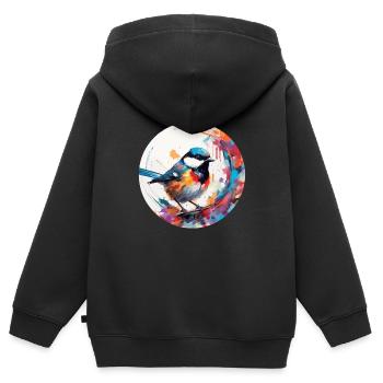 Mésange - Sweat Premium à capuche zippé enfant bio - noir - Dos - AI Model Kid Male (0cm)