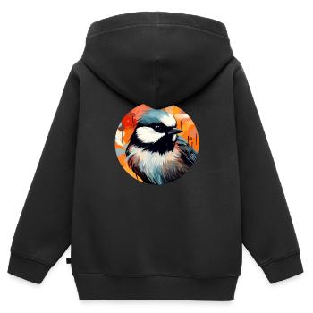 Mésange - Sweat Premium à capuche zippé enfant bio - noir - Dos - AI Model Kid Male (0cm)