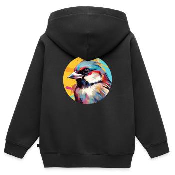 House sparrow - Kids Premium Organic Zip-up Hoodie - black - Back - AI Model Kid Male (0cm)