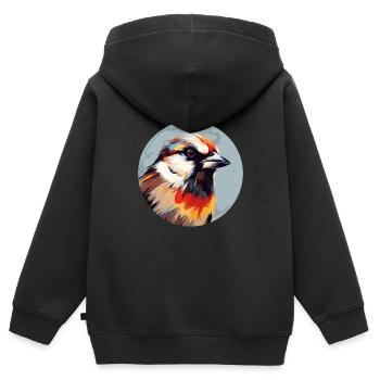 House sparrow - Kids Premium Organic Zip-up Hoodie - black - Back - AI Model Kid Male (0cm)