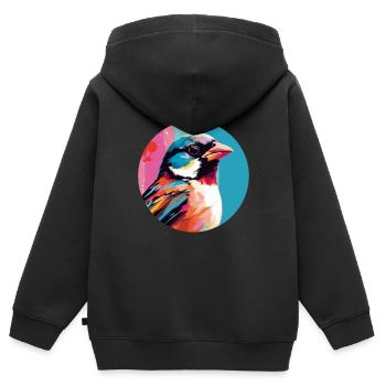 House sparrow - Kids Premium Organic Zip-up Hoodie - black - Back - AI Model Kid Male (0cm)