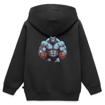 Bodybuilder Gorilla - Sweat Premium à capuche zippé enfant bio - noir - Dos - AI Model Kid Male (0cm)