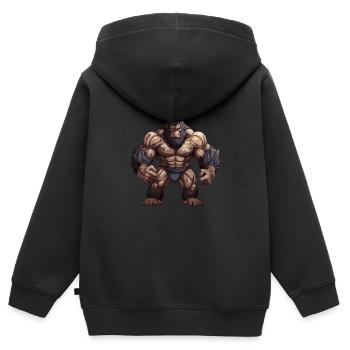 Bodybuilder Gorilla - Sweat Premium à capuche zippé enfant bio - noir - Dos - AI Model Kid Male (0cm)