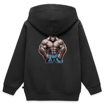 Bodybuilder Gorilla - Sweat Premium à capuche zippé enfant bio - noir - Dos - AI Model Kid Male (0cm)