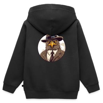 Falke Mafia - Kinder Premium Organic Zip Hoodie - Schwarz - Hinten - AI Model Kid Male (0cm)