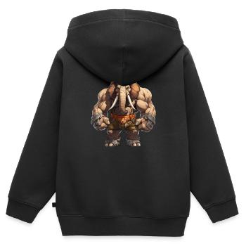 Bodybuilder Eléphant - Sweat Premium à capuche zippé enfant bio - noir - Dos - AI Model Kid Male (0cm)