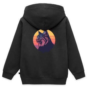 Luchs - Kinder Premium Organic Zip Hoodie - Schwarz - Hinten - AI Model Kid Male (0cm)