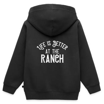 La vie est meilleure au ranch - Sweat Premium à capuche zippé enfant bio - noir - Dos - AI Model Kid Male (0cm)