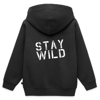 Stay Wild - Kinder Premium Organic Zip Hoodie - Schwarz - Hinten - AI Model Kid Male (0cm)