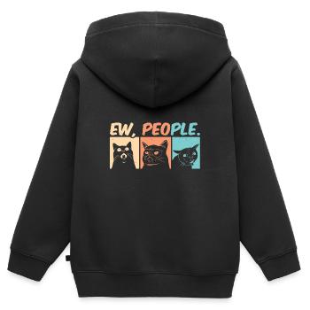EW, PEOPLE.. - Kinder Premium Organic Zip Hoodie - Schwarz - Hinten - AI Model Kid Male (0cm)