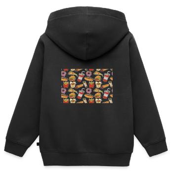 Modèles de restauration rapide - Sweat Premium à capuche zippé enfant bio - noir - Dos - AI Model Kid Male (0cm)