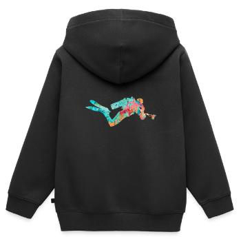 Tiefseetaucher und Taucher PopArt - Kinder Premium Organic Zip Hoodie - Schwarz - Hinten - AI Model Kid Male (0cm)