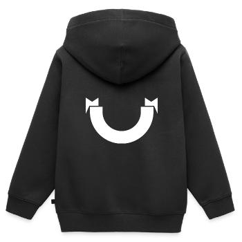 Bannière - Sweat Premium à capuche zippé enfant bio - noir - Dos - AI Model Kid Male (0cm)