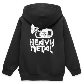 JE JOUE HEAVY METAL - Sweat Premium à capuche zippé enfant bio - noir - Dos - AI Model Kid Male (0cm)