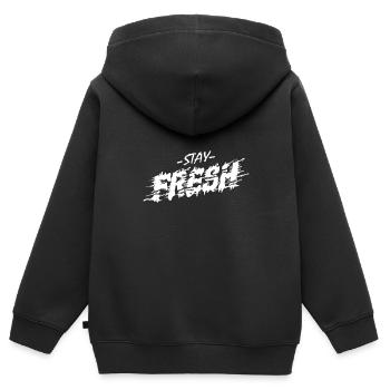 Restez frais - Restez frais et détendu - Sweat Premium à capuche zippé enfant bio - noir - Dos - AI Model Kid Male (0cm)