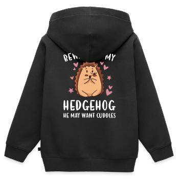 Hedgie Beware Of My Hedgehog - Kids Premium Organic Zip-up Hoodie - black - Back - AI Model Kid Male (0cm)