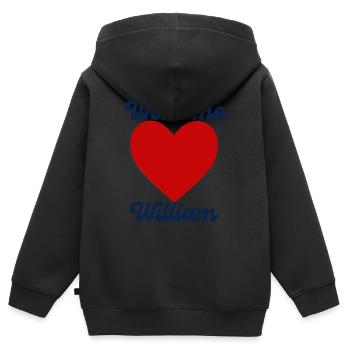 Willkommen William - Kinder Premium Organic Zip Hoodie - Schwarz - Hinten - AI Model Kid Male (0cm)