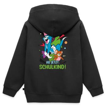 Tom Und Jerry Ab Jetzt: Schulkind! Design - Kinder Premium Organic Zip Hoodie - Schwarz - Hinten - AI Model Kid Male (0cm)