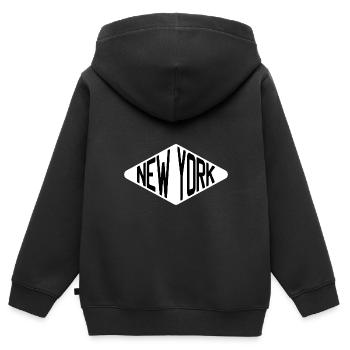 New York - Sweat Premium à capuche zippé enfant bio - noir - Dos - AI Model Kid Male (0cm)