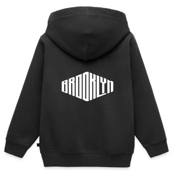 Brooklyn - Kinder Premium Organic Zip Hoodie - Schwarz - Hinten - AI Model Kid Male (0cm)
