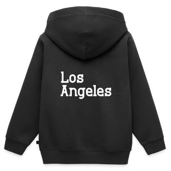 Los Angeles - Kinder Premium Organic Zip Hoodie - Schwarz - Hinten - AI Model Kid Male (0cm)