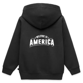 Welcome to America - Kids Premium Organic Zip-up Hoodie - black - Back - AI Model Kid Male (0cm)