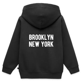 Brooklyn New York - Kinder Premium Organic Zip Hoodie - Schwarz - Hinten - AI Model Kid Male (0cm)
