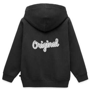 Langue source - Sweat Premium à capuche zippé enfant bio - noir - Dos - AI Model Kid Male (0cm)