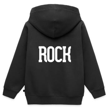 Rock - Kinder Premium Organic Zip Hoodie - Schwarz - Hinten - AI Model Kid Male (0cm)