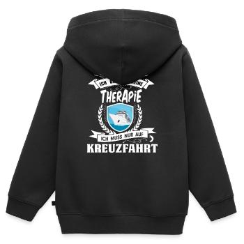 Ich brauche keine Therapie Kreuzfahrt Schiff - Kinder Premium Organic Zip Hoodie - Schwarz - Hinten - AI Model Kid Male (0cm)