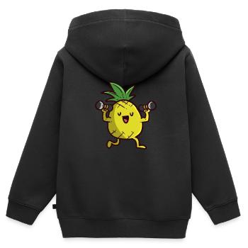 Pineapple's Dumb bell Ananas ist Dumb bell - Kinder Premium Organic Zip Hoodie - Schwarz - Hinten - AI Model Kid Male (0cm)