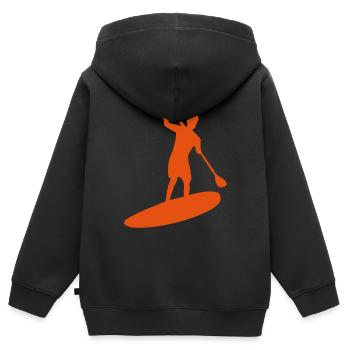 paddle board silhouette - Sweat Premium à capuche zippé enfant bio - noir - Dos - AI Model Kid Male (0cm)