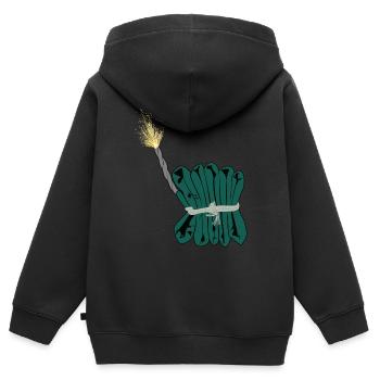 Pétard feux d'artifice Saint-Sylvestre - Sweat Premium à capuche zippé enfant bio - noir - Dos - AI Model Kid Male (0cm)