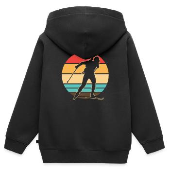 Biathlon Sportler Skilauf - Kinder Premium Organic Zip Hoodie - Schwarz - Hinten - AI Model Kid Male (0cm)