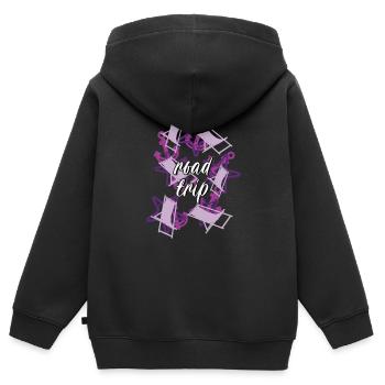 Reisen - Kinder Premium Organic Zip Hoodie - Schwarz - Hinten - AI Model Kid Male (0cm)