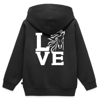 Pferd Reiten Reiter Spruch LUSTIG Pferde Pony - Kinder Premium Organic Zip Hoodie - Schwarz - Hinten - AI Model Kid Male (0cm)