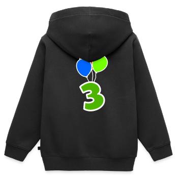 3rd birthday honor day gift idea - Kids Premium Organic Zip-up Hoodie - black - Back - AI Model Kid Male (0cm)